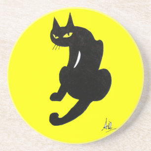 BLACK CAT, yellow Coaster