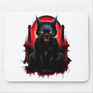 Black Cat Yellow Eyes Cats Angry Mouse Pad