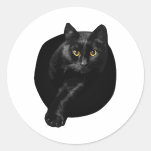Black Cat Yellow Eyes Cats Tee Shirt Gifts Classic Round Sticker