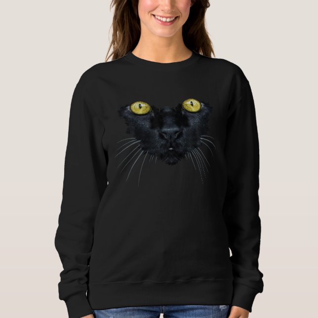 Black Cat Yellow Eyes Kitty Kitten Cat Fa Sweatshirt (Front)