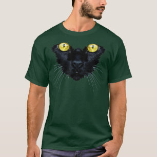 Black Cat Yellow Eyes Kitty Kitten Cat Face T-Shirt