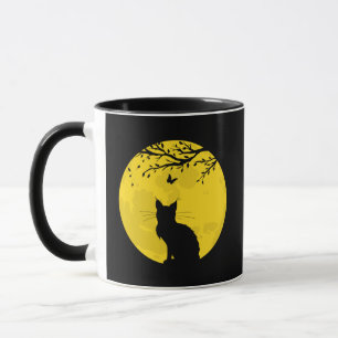 Black Cat Yellow Moon Mug