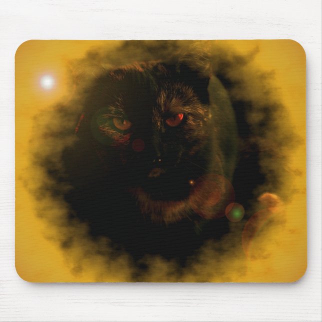 black cat yellow sunburst mouse pad (Front)
