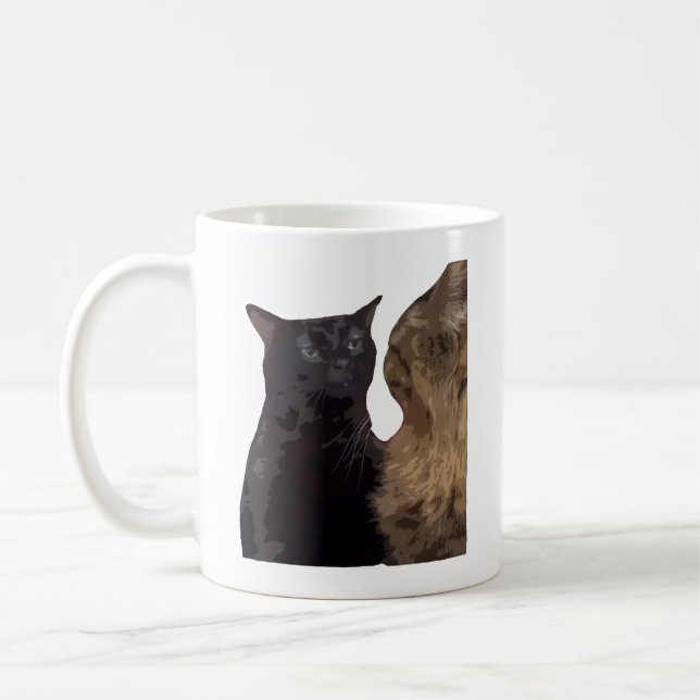 Black Cat Zoning Out Coffee Mug (Left)