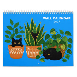 Black Cats and Houseplants 2027 Wall Calendar