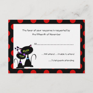 Black Cats and Polka Dots Wedding Response Card