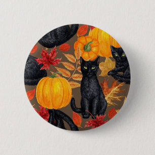 Black cats and pumpkins 2 6 cm round badge