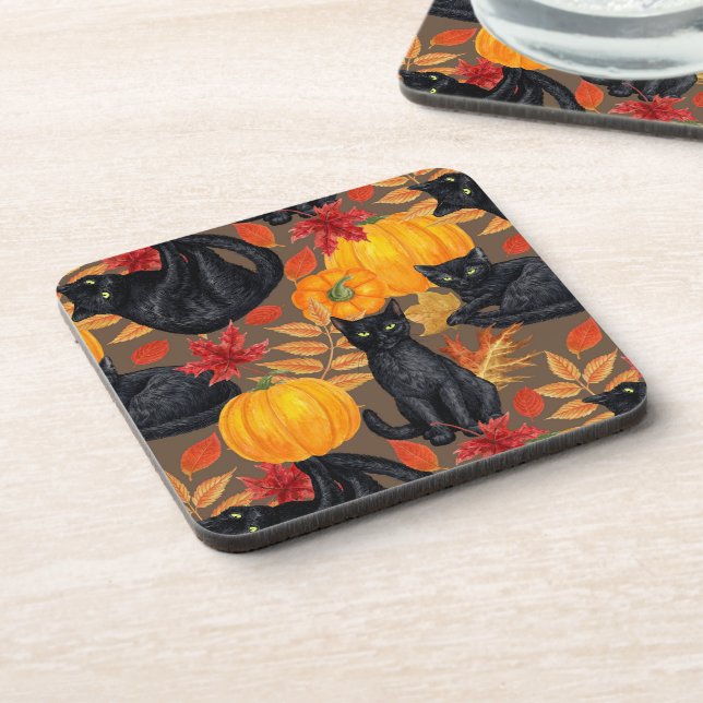 Black cats and pumpkins 2 coaster (Left Side)