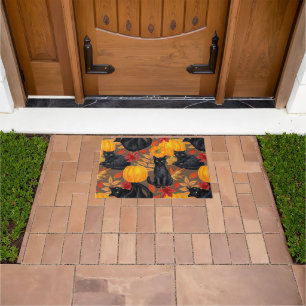 Black cats and pumpkins 2 doormat