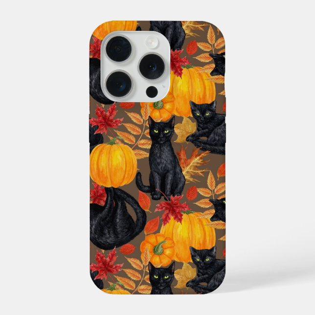 Black cats and pumpkins 2 iPhone case (Back)