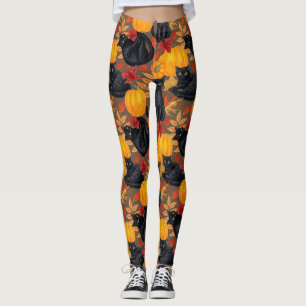 Black cats and pumpkins 2 leggings