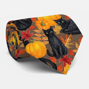Black cats and pumpkins 2 tie