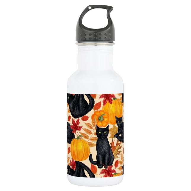 Black cats and pumpkins  532 ml water bottle (Front)