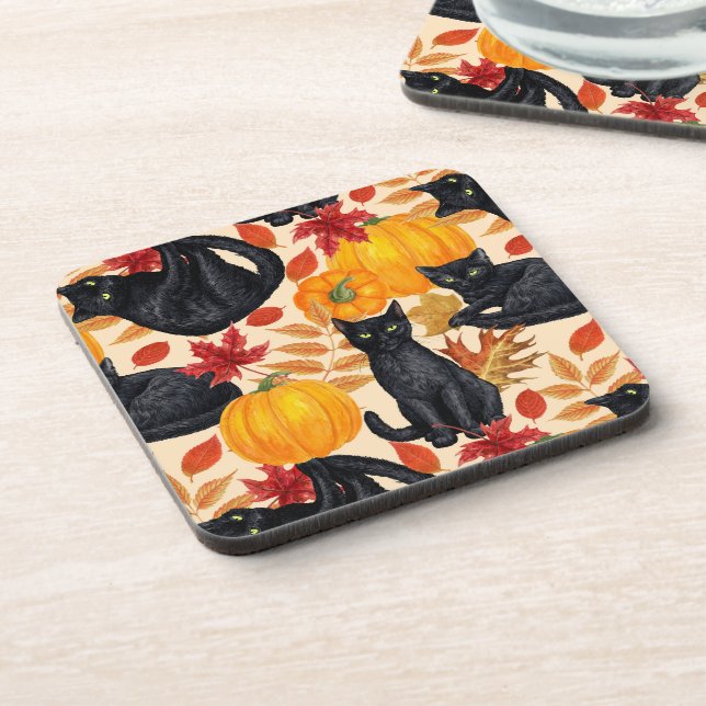 Black cats and pumpkins  coaster (Left Side)