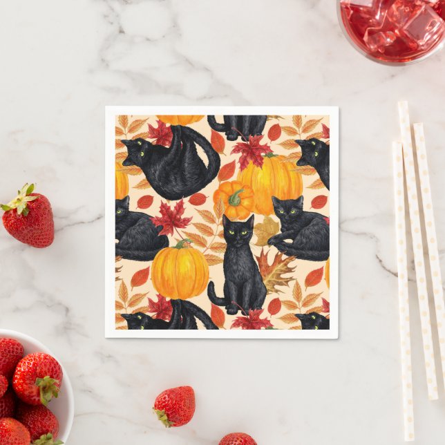 Black cats and pumpkins  napkin (Insitu)