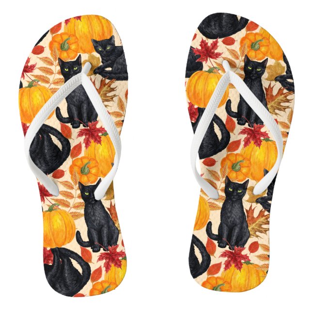 Black cats and pumpkins  thongs (Footbed)