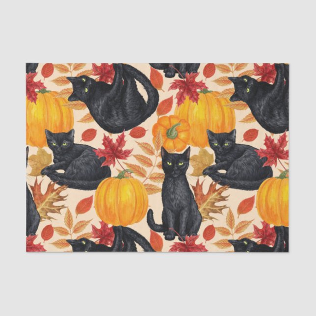 Black cats and pumpkins  tissue paper (Front)