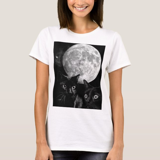Black cats and the Moon T-Shirt (Front)