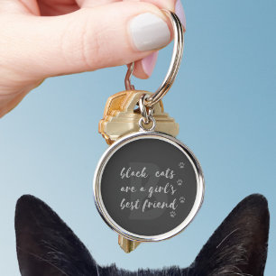 Black Cats are A Girls Best Friend Custom Monogram Key Ring
