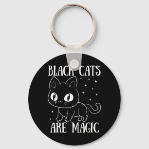 Black Cats Are Magic Cute Halloween Cat Key Ring