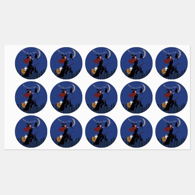 Black Cats are Magic Round Sticker (Sheet)