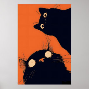 Black Cats Art Print Anime Pop Art, Comic Lover