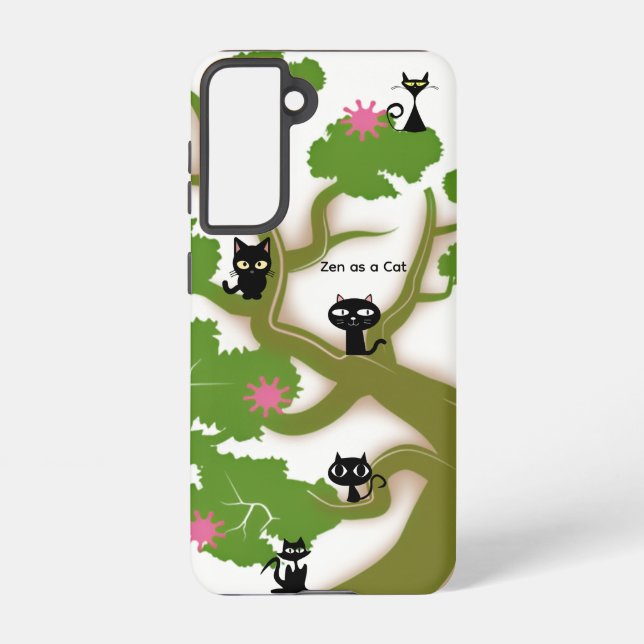 Black Cats Bonsai Tree Galaxy Case – White (Back)