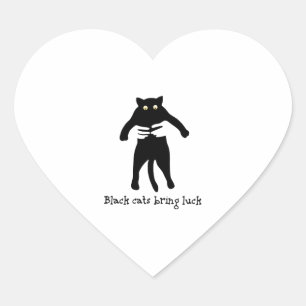 black cats bring luck cat heart sticker