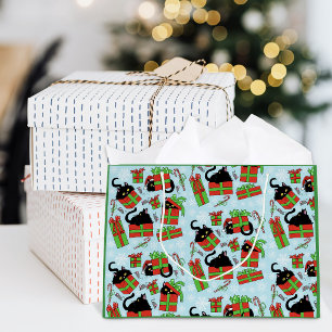 Black Cats Christmas Presents Pattern Large Gift Bag