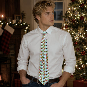 Black Cats Christmas Presents Pattern Tie