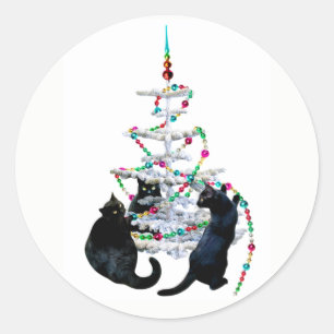 Black Cats Christmas Tree Stickers