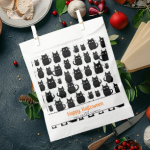 Black Cats Custom Name Happy Halloween Favour Bag