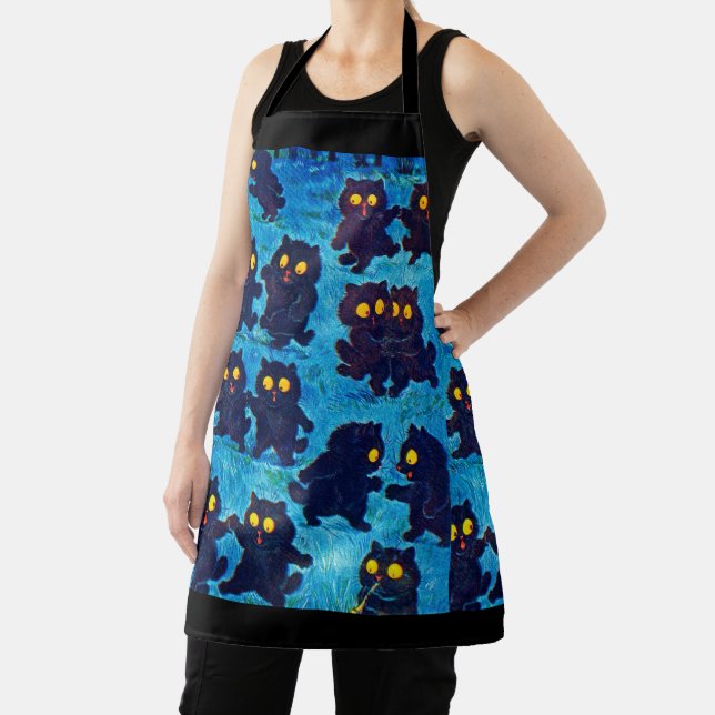 Black Cats Dancing in Moonlight, Louis Wain Apron (Insitu)