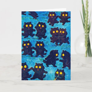 Black Cats Dancing in Moonlight, Louis Wain Card