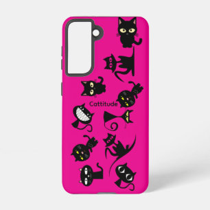 Black Cats Fuchsia Samsung Galaxy Phone Case