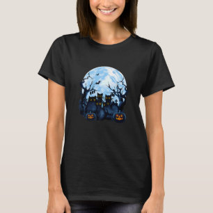 Black Cats Full Moon Halloween Kitten Pumpkin Horr T-Shirt