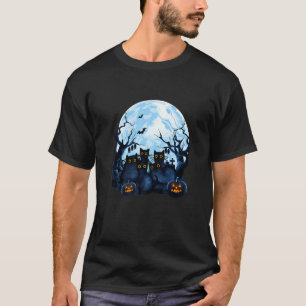 Black Cats Full Moon Halloween Kitten Pumpkin Horr T-Shirt