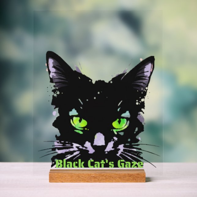 Black Cat's Gaze Acrylic Sign (Neutral)