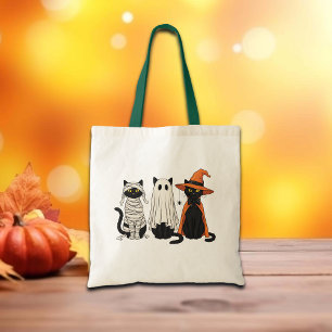 Black Cats Ghosts Halloween Tote Bag
