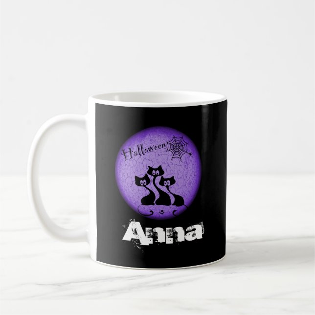 Black Cats Halloween Coffee Mug (Left)