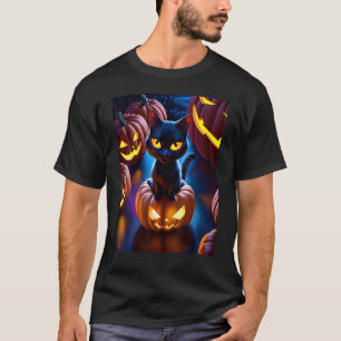 Black Cats Halloween - Halloween Cat on Jackolante T-Shirt