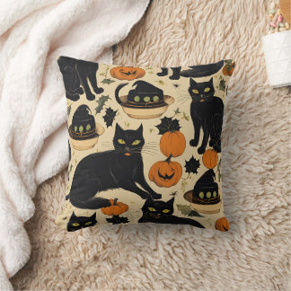 black cats halloween horror gifts funny boo 2024 cushion