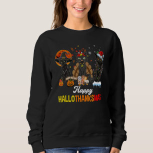 Black Cats Halloween Merry Christmas Happy Halloth Sweatshirt