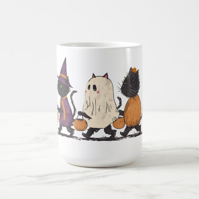 Black Cats Halloween Trick or Treat Cute Spooky Coffee Mug (Center)