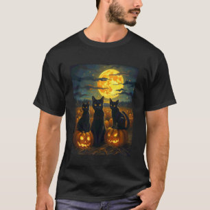 Black Cats Halloween Witchy Pumpkin Party Costume T-Shirt