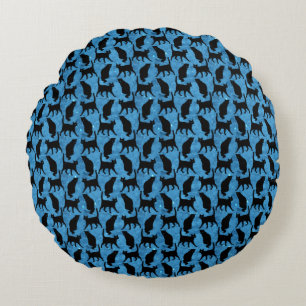 Black Cats Happy Halloween Kitten Lover Space Round Cushion