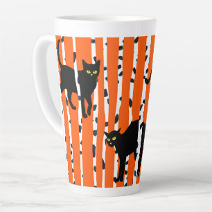 Black Cats in Birch Forest Halloween Latte Mug