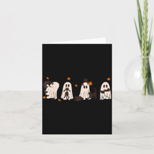 Black Cats In Cute Ghost Cat Halloween Card