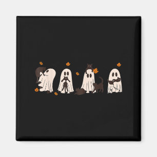Black Cats In Cute Ghost Cat Halloween Magnet
