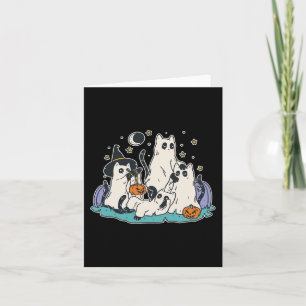 Black Cats in Ghost Costume - Cute Women and Men H Card